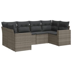 vidaXL Set de muebles de jardín 6 pzas y cojines ratán sintético gris