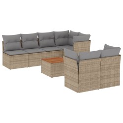 vidaXL Juego de sofás de jardín con cojines beige 8 pzas ratán PE