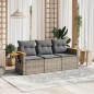 vidaXL Set de sofá de jardín 3 pzas y cojines ratán sintético gris vidaXL Set de sofá de jardín 3 pzas y cojines ratán sintético gris