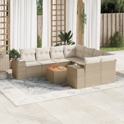 vidaXL Set de sofás de jardín 9 pzas con cojines ratán sintético beige