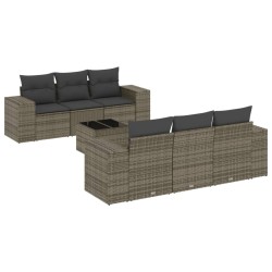 vidaXL Set de sofás de jardín 7 piezas con cojines ratán PE gris