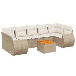 vidaXL Juego de sofás de jardín con cojines beige 8 pzas ratán PE