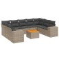 vidaXL Set de sofás de jardín 10 pzas con cojines ratán sintético gris vidaXL Set de sofás de jardín 10 pzas con cojines ratán sintético gris