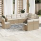 vidaXL Juego de sofás jardín con cojines beige 10 pzas ratán sintético vidaXL Juego de sofás jardín con cojines beige 10 pzas ratán sintético