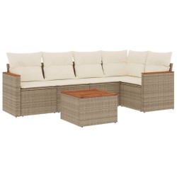 vidaXL Juego de sofás jardín con cojines 6 pzas ratán sintético beige