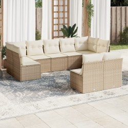 vidaXL Set de sofás de jardín 9 pzas con cojines ratán sintético beige