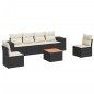 vidaXL Set de comedor de jardín 7 pzas y cojines ratán sintético negro vidaXL Set de comedor de jardín 7 pzas y cojines ratán sintético negro