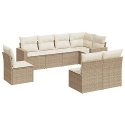 vidaXL Juego de sofás de jardín con cojines beige 8 pzas ratán PE