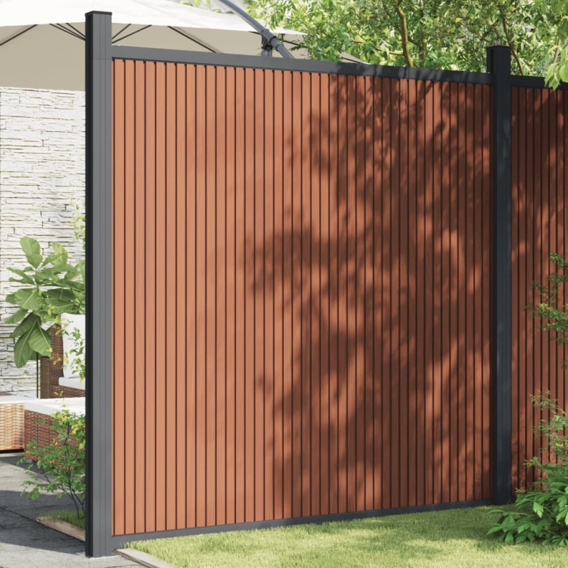 vidaXL Panel de valla con 2 postes WPC marrón 180x186 cm vidaXL Panel de valla con 2 postes WPC marrón 180x186 cm