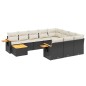 vidaXL Set de sofás de jardín 11 pzas y cojines ratán sintético negro vidaXL Set de sofás de jardín 11 pzas y cojines ratán sintético negro