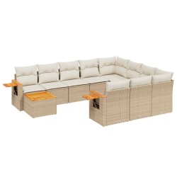 vidaXL Set de sofás de jardín 11pzas con cojines ratán sintético beige