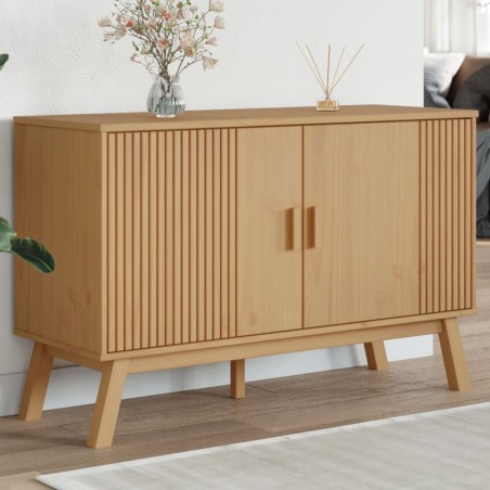vidaXL Aparador OLDEN madera maciza de pino marrón 114x43x73,5 cm