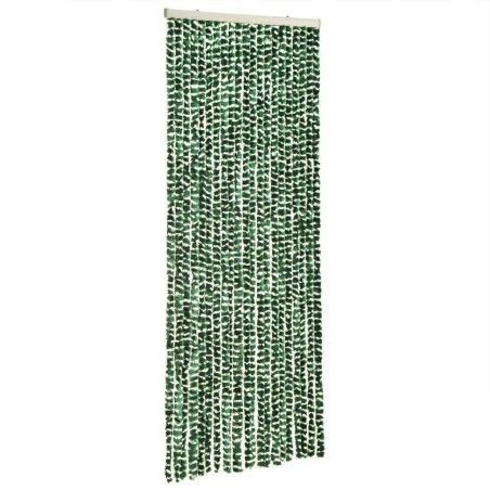 vidaXL Cortina antimoscas chenilla verde y blanco 90x200 cm