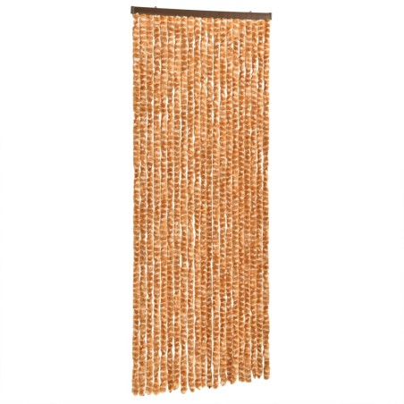 vidaXL Cortina antimoscas chenilla ocre y blanco 90x200 cm