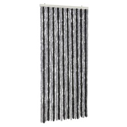 vidaXL Cortina antimoscas chenilla gris y negro 90x200 cm