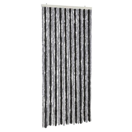 vidaXL Cortina antimoscas chenilla gris y negro 90x200 cm