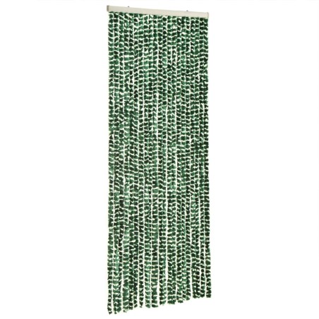 vidaXL Cortina antimoscas chenilla verde y blanco 100x230 cm