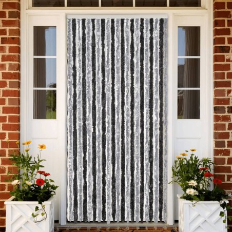 vidaXL Cortina antimoscas chenilla gris y negro 56x185 cm