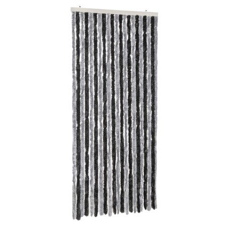 vidaXL Cortina antimoscas chenilla gris y negro 56x185 cm