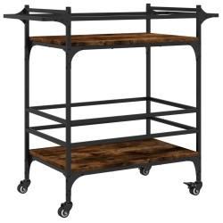 vidaXL Carrito de cocina madera ingeniería roble ahumado 82x40x78,5 cm