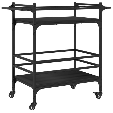 vidaXL Carrito de cocina de madera de ingeniería negro 82x40x78,5 cm