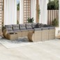 vidaXL Set de sofás de jardín 11pzas con cojines ratán sintético beige vidaXL Set de sofás de jardín 11pzas con cojines ratán sintético beige