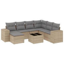 vidaXL Juego de sofás de jardín con cojines beige 8 pzas ratán PE