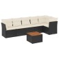 vidaXL Set de comedor de jardín 7 pzas y cojines ratán sintético negro vidaXL Set de comedor de jardín 7 pzas y cojines ratán sintético negro