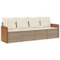 vidaXL Juego de sofás jardín con cojines 4 pzas ratán sintético beige vidaXL Juego de sofás jardín con cojines 4 pzas ratán sintético beige
