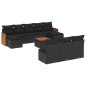 vidaXL Set de sofás de jardín 11 pzas y cojines ratán sintético negro
