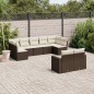 vidaXL Set de sofás de jardín 9 pzas y cojines ratán sintético marrón vidaXL Set de sofás de jardín 9 pzas y cojines ratán sintético marrón