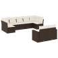 vidaXL Set de sofás de jardín 9 pzas y cojines ratán sintético marrón vidaXL Set de sofás de jardín 9 pzas y cojines ratán sintético marrón