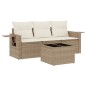 vidaXL Juego de sofás jardín con cojines 4 pzas ratán sintético beige vidaXL Juego de sofás jardín con cojines 4 pzas ratán sintético beige