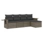 vidaXL Juego de sofás jardín con cojines 5 pzas ratán sintético gris vidaXL Juego de sofás jardín con cojines 5 pzas ratán sintético gris