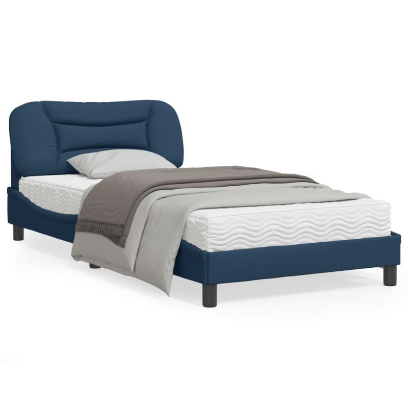 vidaXL Estructura de cama con cabecero de tela azul 100x200 cm vidaXL Estructura de cama con cabecero de tela azul 100x200 cm