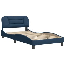 vidaXL Estructura de cama con cabecero de tela azul 100x200 cm