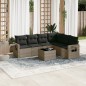 vidaXL Set de sofás de jardín 7 piezas con cojines ratán PE gris vidaXL Set de sofás de jardín 7 piezas con cojines ratán PE gris