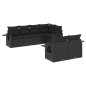 vidaXL Set de comedor de jardín 7 pzas y cojines ratán sintético negro
