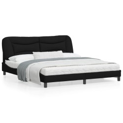 vidaXL Estructura de cama con cabecero de tela negro 180x200 cm