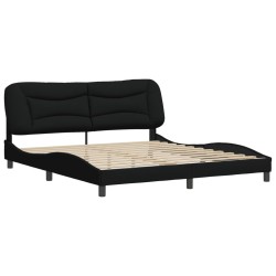 vidaXL Estructura de cama con cabecero de tela negro 180x200 cm