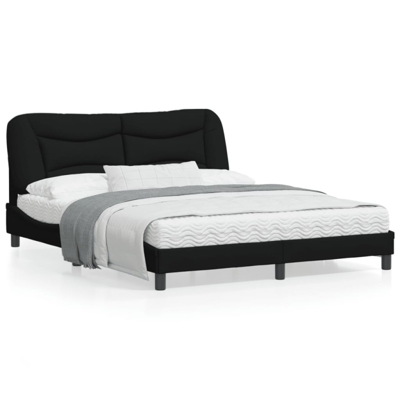 vidaXL Estructura de cama con cabecero de tela negro 160x200 cm vidaXL Estructura de cama con cabecero de tela negro 160x200 cm