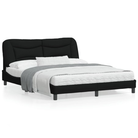 vidaXL Estructura de cama con cabecero de tela negro 160x200 cm