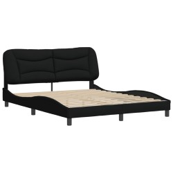 vidaXL Estructura de cama con cabecero de tela negro 160x200 cm