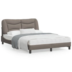 vidaXL Estructura de cama con cabecero de tela gris taupe 140x200 cm