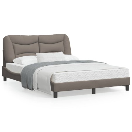 vidaXL Estructura de cama con cabecero de tela gris taupe 140x200 cm