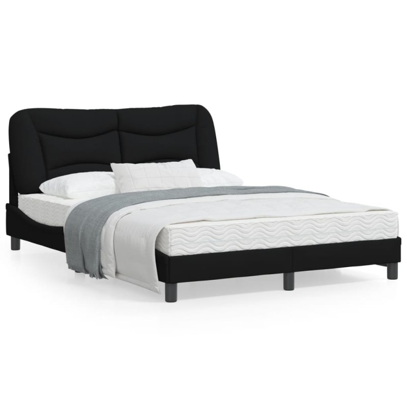 vidaXL Estructura de cama con cabecero de tela negro 120x200 cm vidaXL Estructura de cama con cabecero de tela negro 120x200 cm
