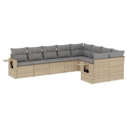 vidaXL Set de sofás de jardín 9 pzas con cojines ratán sintético beige
