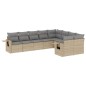 vidaXL Set de sofás de jardín 9 pzas con cojines ratán sintético beige vidaXL Set de sofás de jardín 9 pzas con cojines ratán sintético beige