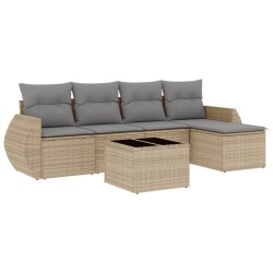vidaXL Juego de sofás jardín con cojines 6 pzas ratán sintético beige