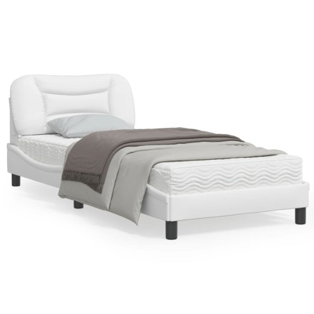 vidaXL Estructura de cama con cabecero cuero sintético blanco 80x200cm